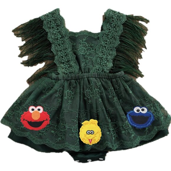 Sesame Street Romper Elmo Outfit Clothes Cookie Monster Dress First Birthday - Picture 1 of 9